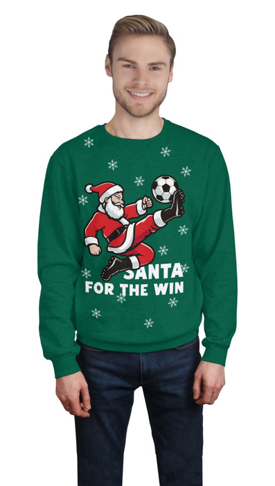 Julegenser 'Santa for the win' grønn str. M